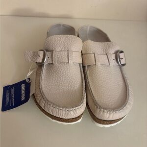 Birkenstock  White Leather Clog Mules 10 women
